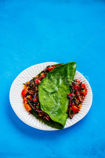 Green omelette with salad Stock photo © YuliyaGontar