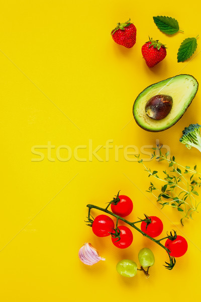 Superfood on yellow background Stock photo © YuliyaGontar