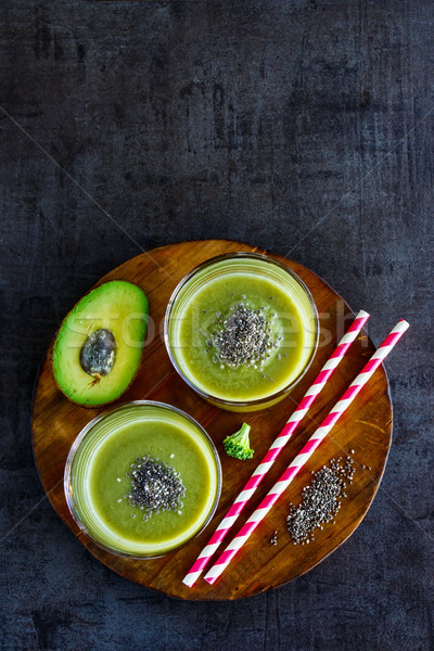 Fraîches smoothie vert verres délicieux concrètes [[stock_photo]] © YuliyaGontar