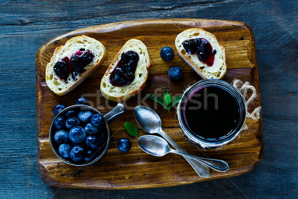 Blueberry jam sandwiches Stock photo © YuliyaGontar