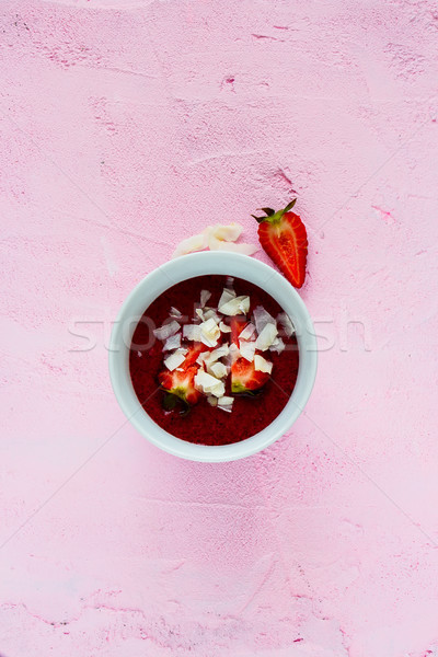 Bogyó smoothie tál friss reggeli kókusz Stock fotó © YuliyaGontar