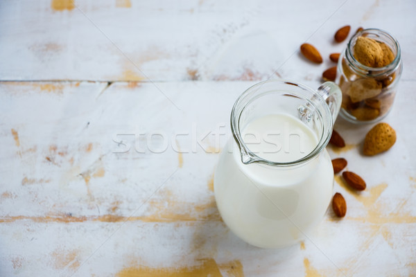 Almond milk in jug Stock photo © YuliyaGontar