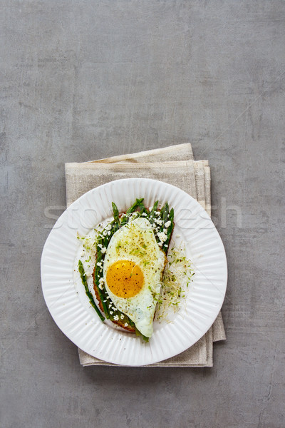 Spring sandwich on plate Stock photo © YuliyaGontar