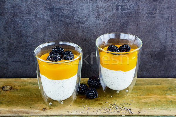 Yoghurt pudding metselaar gezonde ontbijt Stockfoto © YuliyaGontar