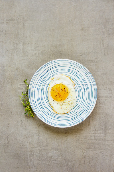 Fried egg in plate Stock photo © YuliyaGontar