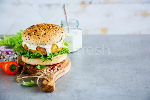 Stockfoto: Gezonde · hamburger · vers · veganistisch · wortel