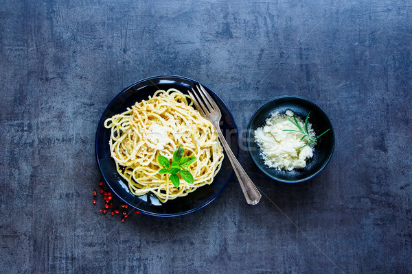 Pasta cangrejo salsa sabroso cremoso negro Foto stock © YuliyaGontar