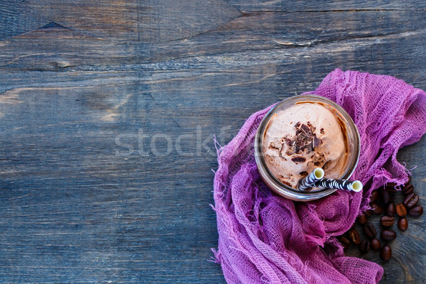 Foto d'archivio: Ghiaccio · caffè · panna · montata · muratore · jar · gelato