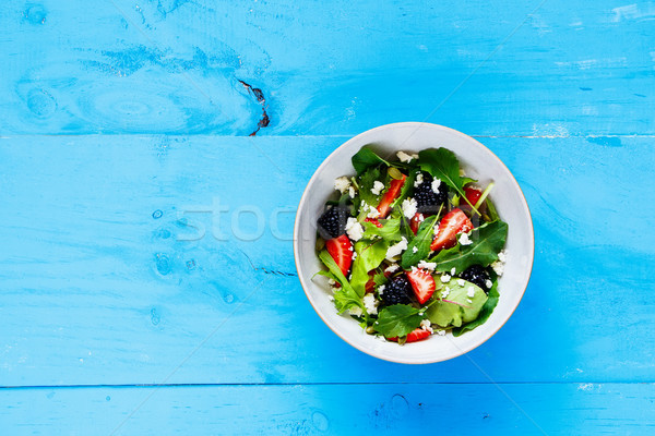 Foto stock: Morango · saladeira · fresco · amora · preta · azul