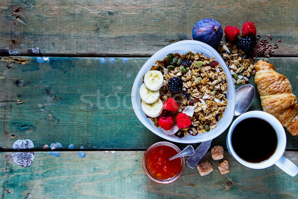 飲食 早餐 集 碗 健康 麥片 商業照片 © YuliyaGontar