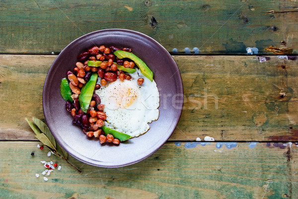 English Breakfast in plate Stock photo © YuliyaGontar