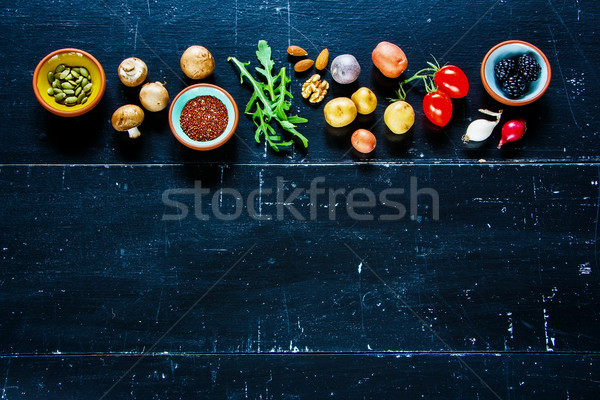 Food background on wood Stock photo © YuliyaGontar