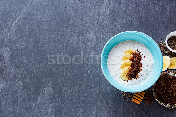 Foto stock: Semillas · pudín · saludable · vegetariano · desayuno