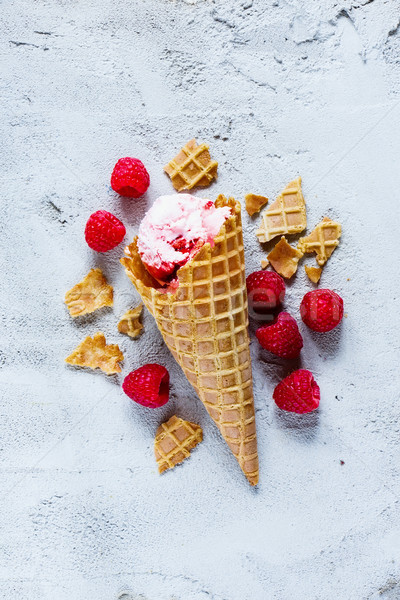 Raspberry ice cream Stock photo © YuliyaGontar