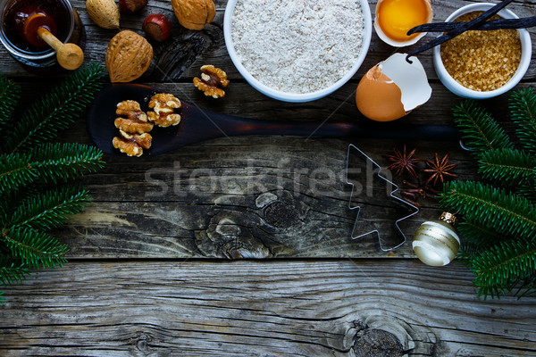 Foto d'archivio: Natale · cottura · ingredienti · cookie · spezie · farina