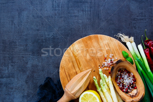 Foto stock: Blanco · espárragos · ingredientes · superior · vista · saludable