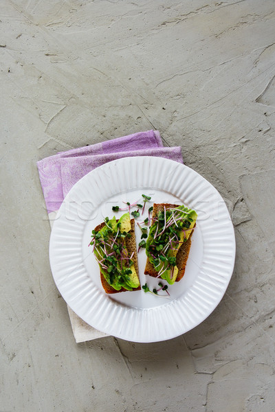 Avocado toasts on plate Stock photo © YuliyaGontar