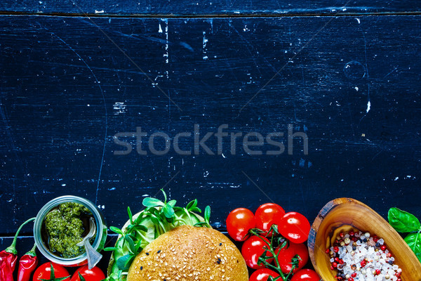 Green veggie sandwich Stock photo © YuliyaGontar