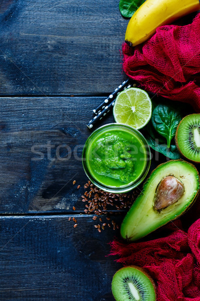 Vert fraîches smoothie verre jar smoothie vert [[stock_photo]] © YuliyaGontar