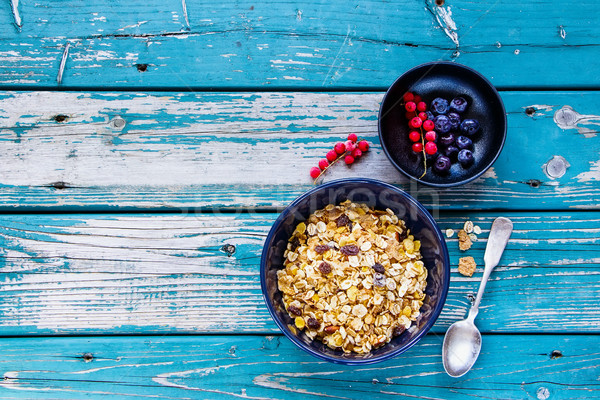 Foto stock: Saludable · muesli · tazón · sabroso · desayuno · ingredientes