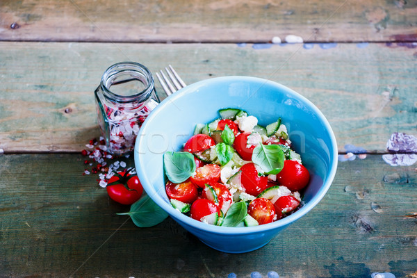 Salad bowl with vegetables Stock photo © YuliyaGontar