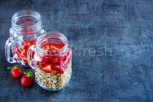 Stok fotoğraf: Kavanoz · granola · iki · cam · müsli