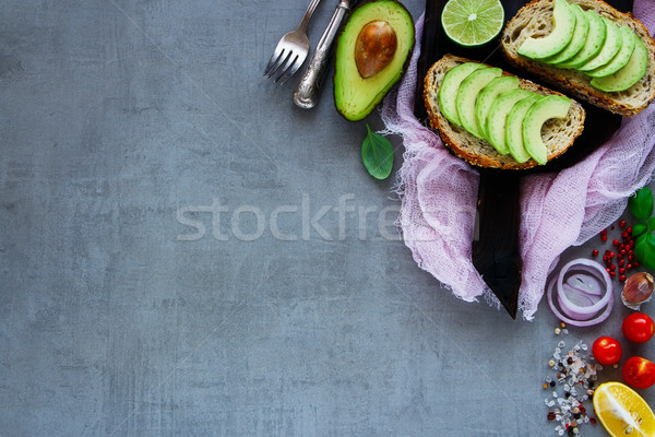 Delicious avocado bruschetta Stock photo © YuliyaGontar