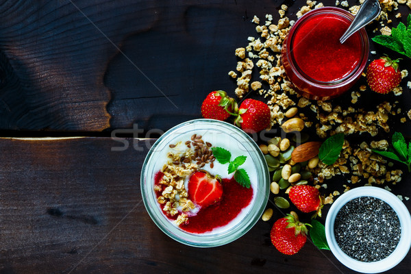 Healthy breakfast table Stock photo © YuliyaGontar