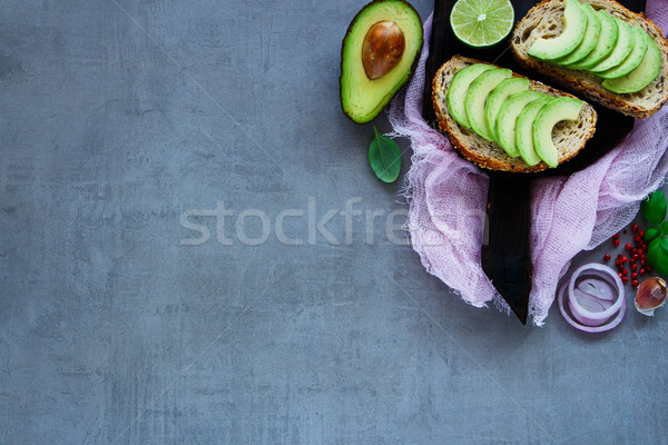 Delicious avocado bruschetta Stock photo © YuliyaGontar