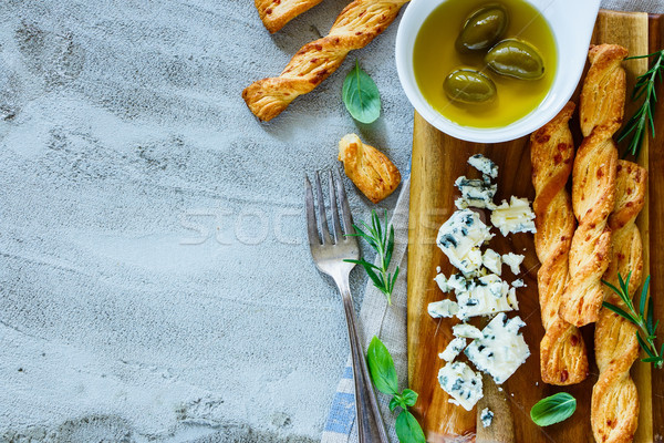 Cheese with olives Stock photo © YuliyaGontar