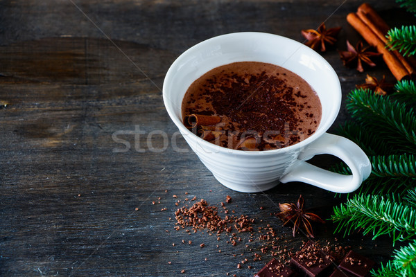 горячий шоколад Кубок вкусный шоколадом корицей Сток-фото © YuliyaGontar
