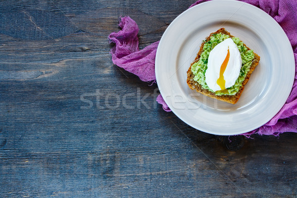 Plate with avocado sandwich Stock photo © YuliyaGontar
