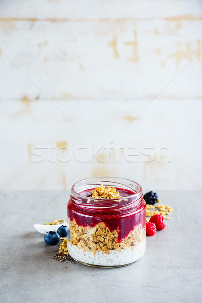 Egészséges detoxikáló reggeli nyár görög joghurt Stock fotó © YuliyaGontar