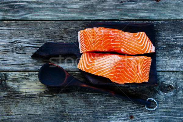 Raw salmon fillet Stock photo © YuliyaGontar