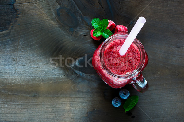 Verre jar smoothie Berry servi congelés [[stock_photo]] © YuliyaGontar