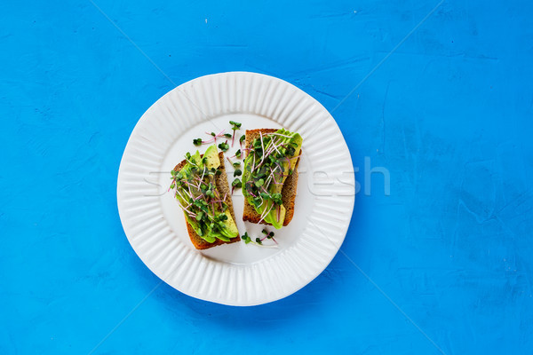 Avocado toasts on plate Stock photo © YuliyaGontar