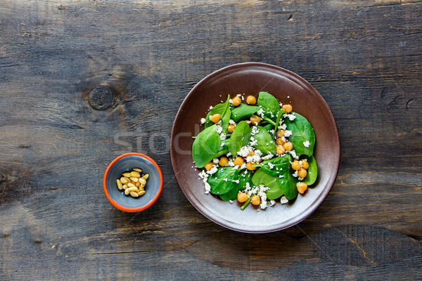 Stock photo: Salad with spinach leaves