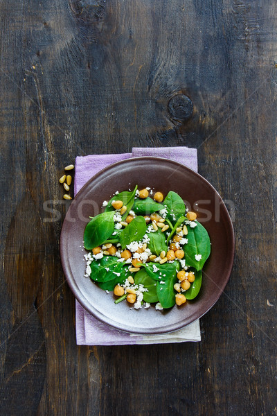 Salad with spinach leaves Stock photo © YuliyaGontar