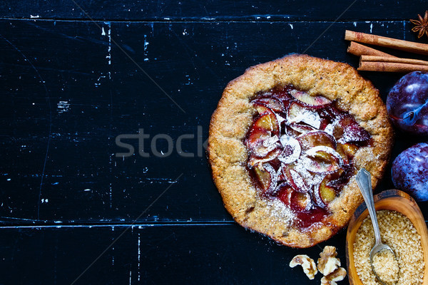 Wholegrain plum pie Stock photo © YuliyaGontar