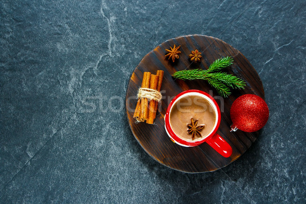 Stok fotoğraf: Kış · sıcak · çikolata · Noel · yılbaşı · kırmızı · kupa
