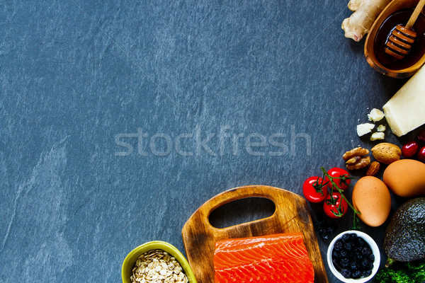 Alimentos orgânicos saudável fresco ingredientes salmão Foto stock © YuliyaGontar