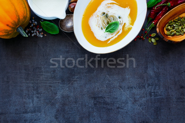 Pumpkin cream soup Stock photo © YuliyaGontar