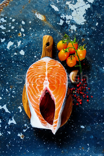 Lachs Steak gesunden Kochen frischen Stock foto © YuliyaGontar