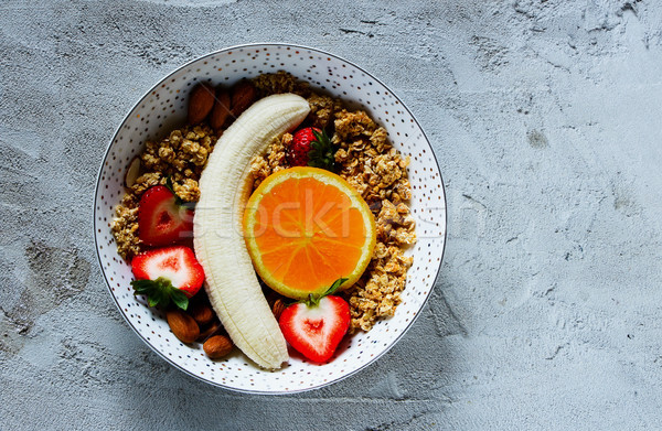 Stok fotoğraf: Sağlıklı · malzemeler · kahvaltı · seramik · çanak · granola