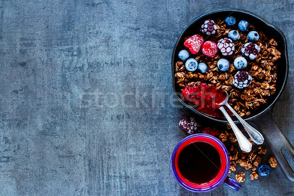 Zab granola egészség diéta reggeli szett Stock fotó © YuliyaGontar