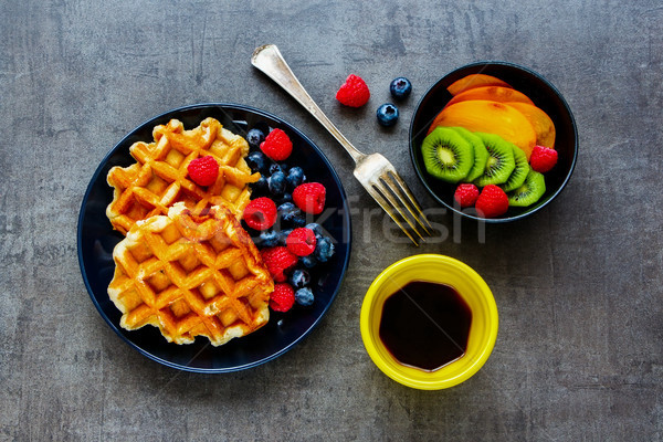 Belgian soft waffles Stock photo © YuliyaGontar
