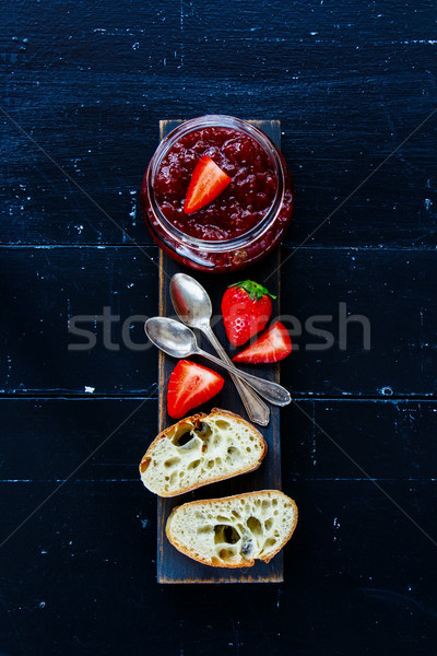 Baguette with strawberry jam Stock photo © YuliyaGontar