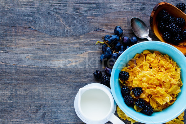 Bowl of corn flakes Stock photo © YuliyaGontar