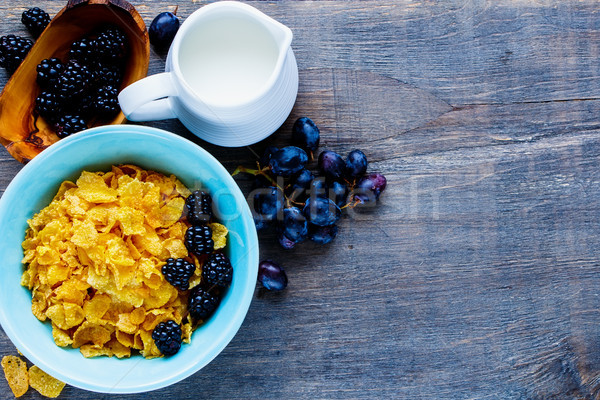 Bowl of corn flakes Stock photo © YuliyaGontar