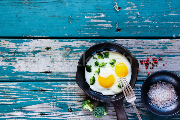 Breakfast with fried eggs Stock photo © YuliyaGontar